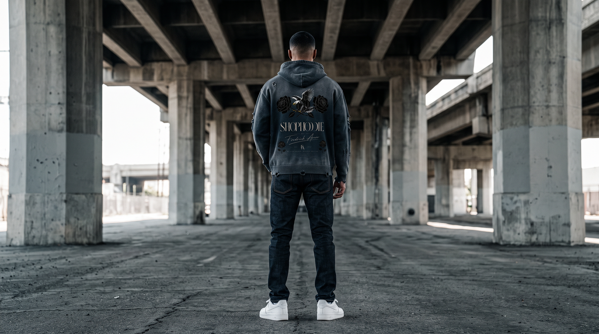 SHOPHOODIE Monolith Distressed Zip HOODIE- HEAVYWEIGHT PURE COTTON 760 GSM