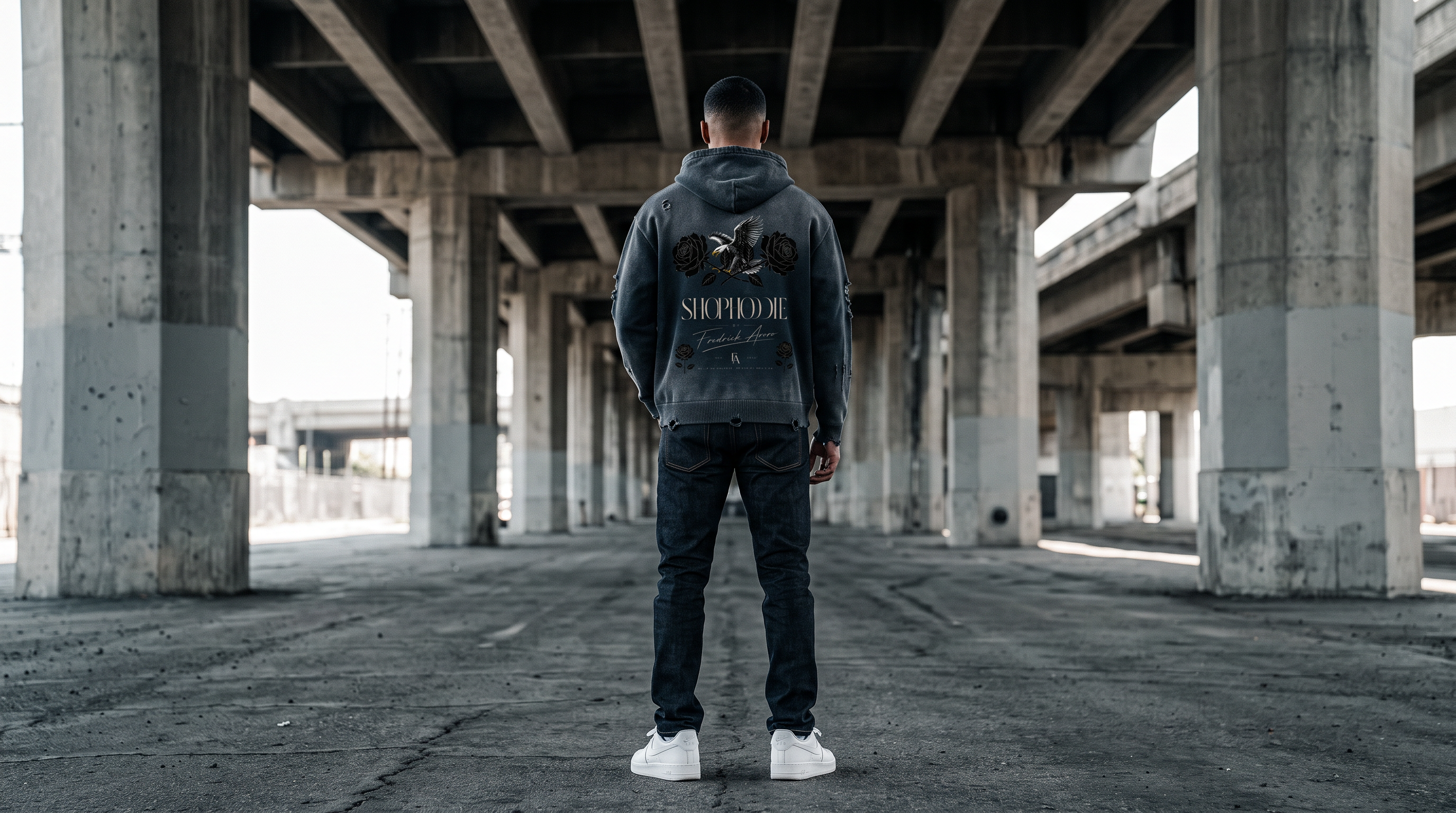 SHOPHOODIE Monolith Distressed Zip HOODIE- HEAVYWEIGHT PURE COTTON 760 GSM