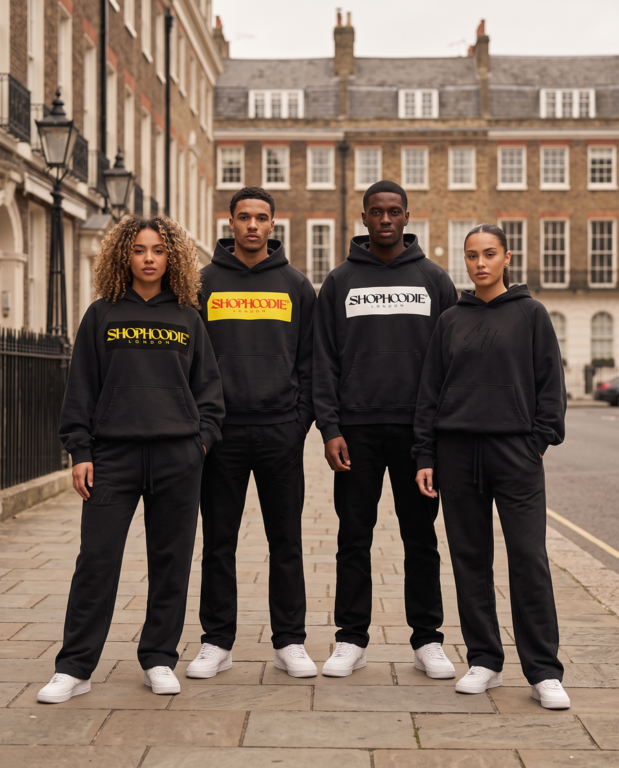 SHOPHOODIE® London SH SIGNATURE Heavyweight Vintage Wash Boxy Hoodie & Sweatpants Complete Set