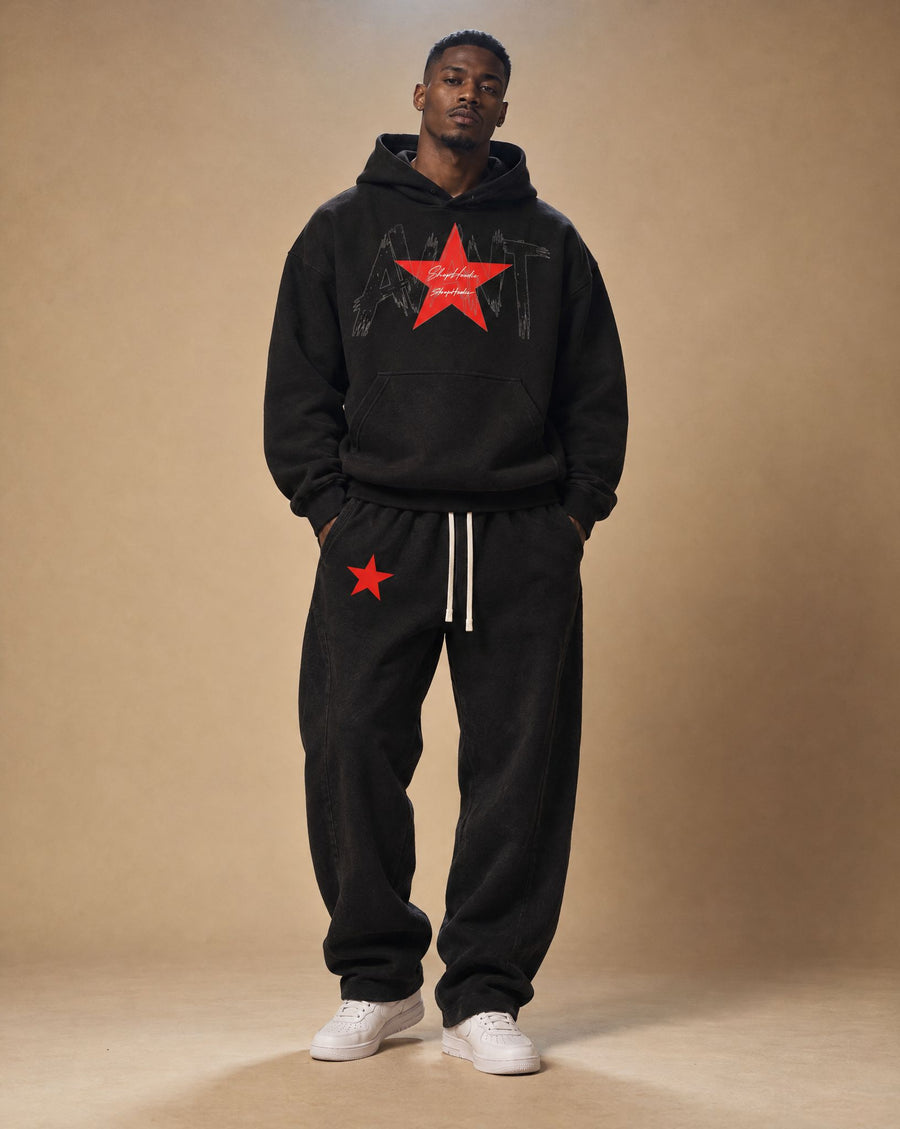 SHOPHOODIE® AVANT Red Star Oversized Hoodie & AVANT Red Star Barrel Sweatpants Complete Set