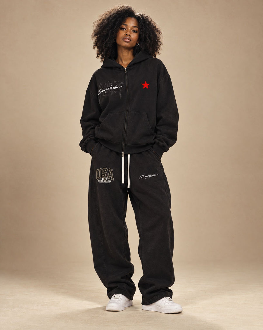 SHOPHOODIE® AVANT Heavyweight Full-Zip & AVANT USA Barrel Sweatpants Complete Set
