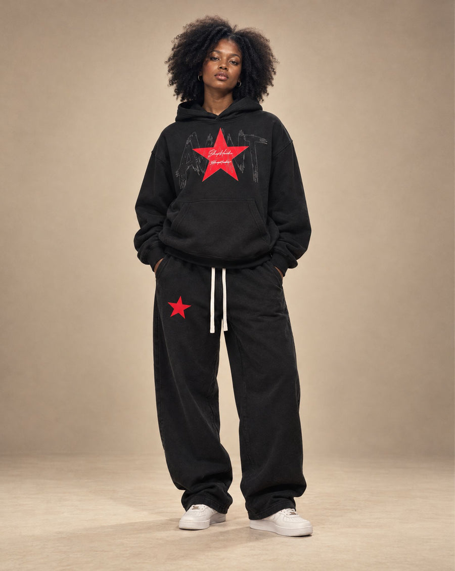 SHOPHOODIE® AVANT Red Star Oversized Hoodie & AVANT Red Star Barrel Sweatpants Complete Set