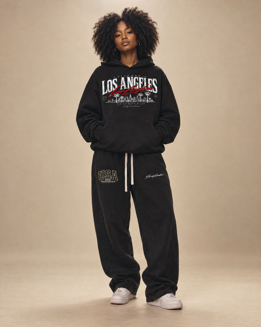 SHOPHOODIE® AVANT Los Angeles Hoodie Dark Tones & AVANT USA Barrel Sweatpants Complete Set