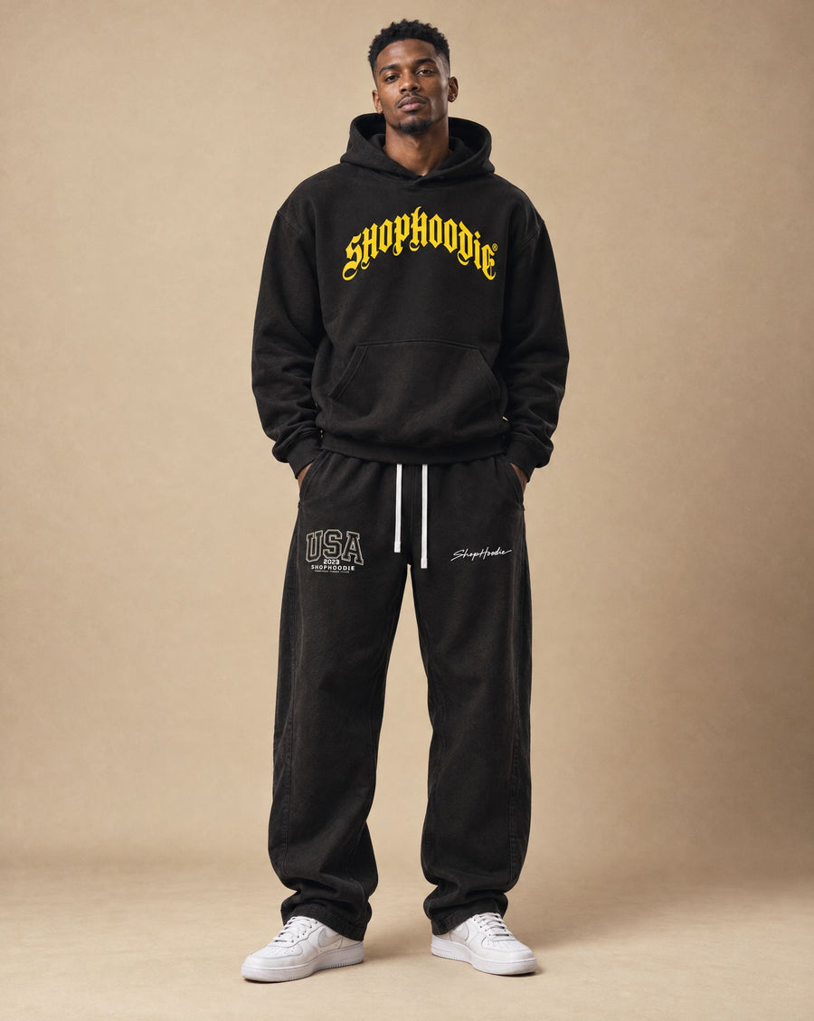 SHOPHOODIE® AVANT Authentic Oversized Hoodie & AVANT USA Barrel Sweatpants Complete Set