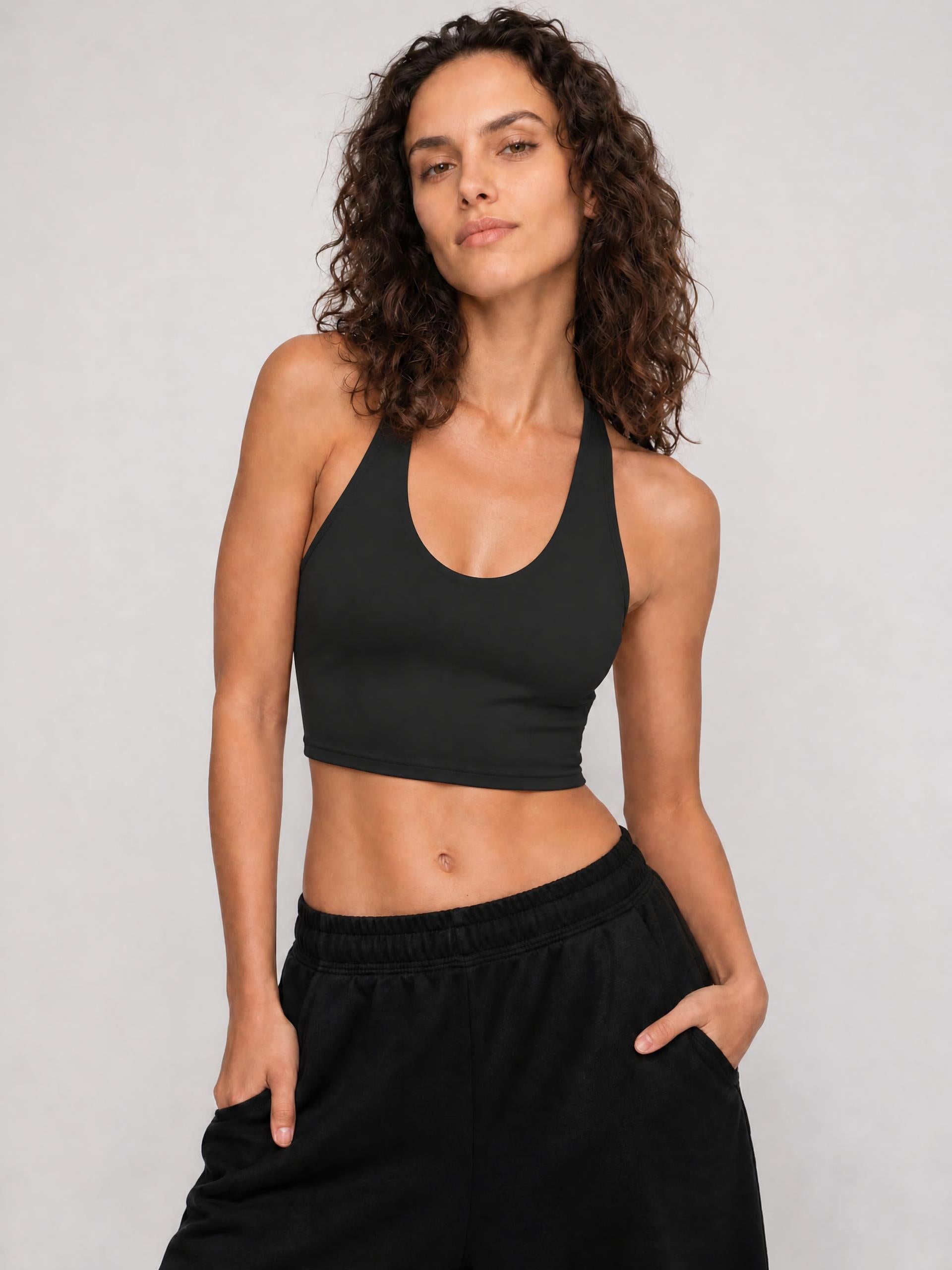 SHOPHOODIE Women's Halter Yoga Sports Bra