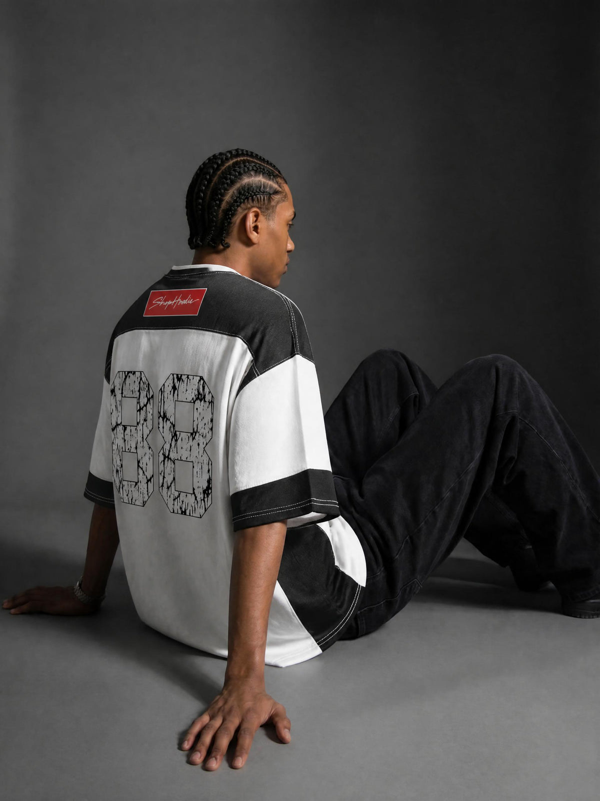 SHOPHOODIE® BOX LOGO Striped Raglan Oversized Jersey – product image 14