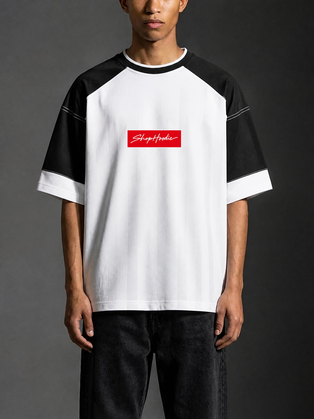 SHOPHOODIE® BOX LOGO Striped Raglan Oversized Jersey – product image 13