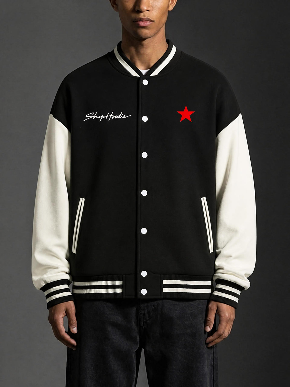 SHOPHOODIE® SH SIGNATURE AVANT Two-Tone Fleeced Varsity Jacket – product image 9