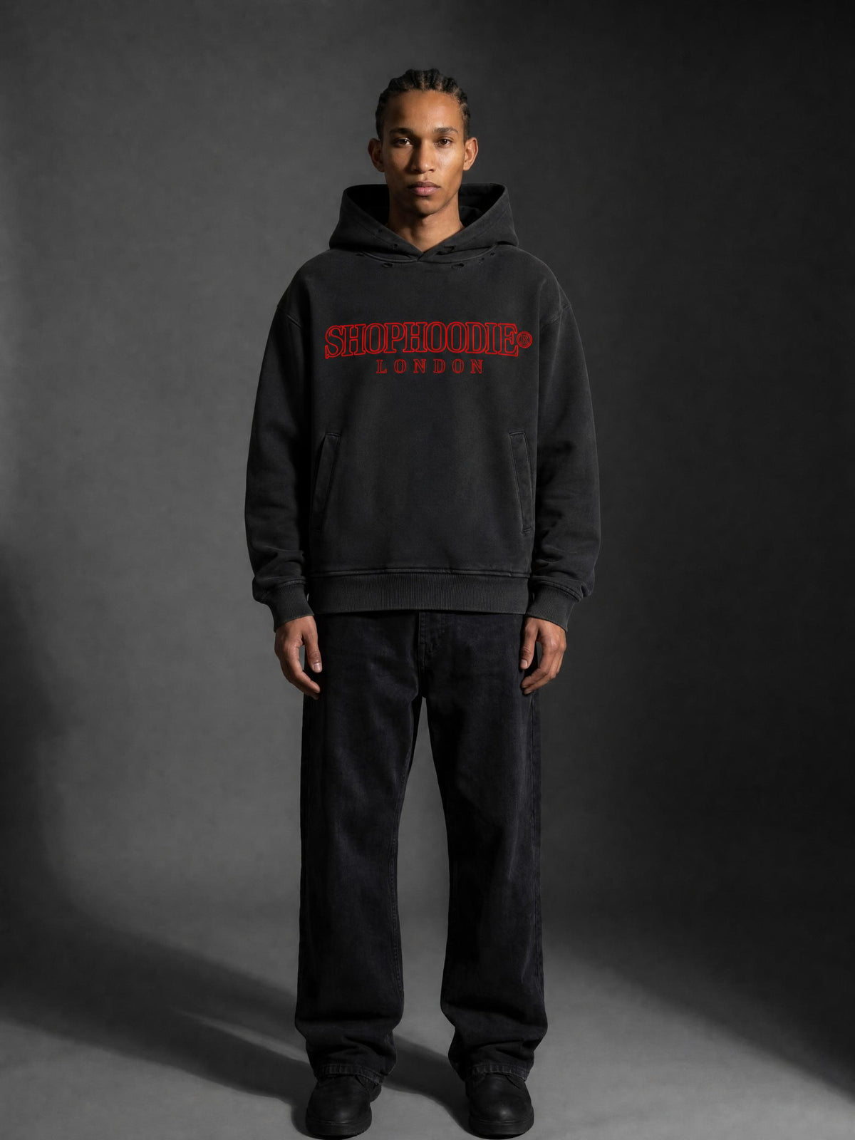 SHOPHOODIE® LONDON Sunfade Distressed Boxy Hoodie — 370 GSM product image 17
