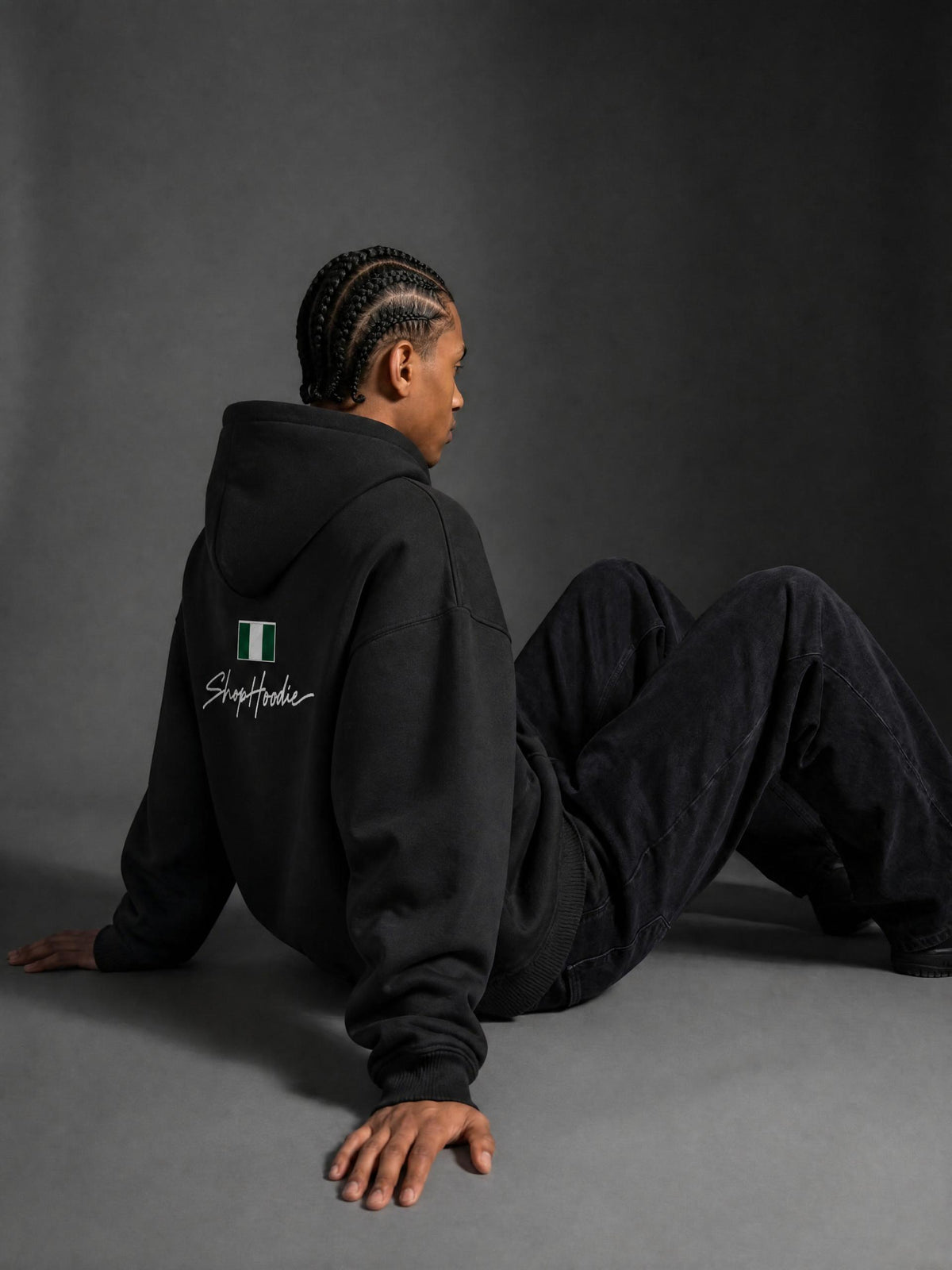 SHOPHOODIE® NIGERIA FLAG Oversized Boxy Fleece Hoodie — 345 GSM — view 24