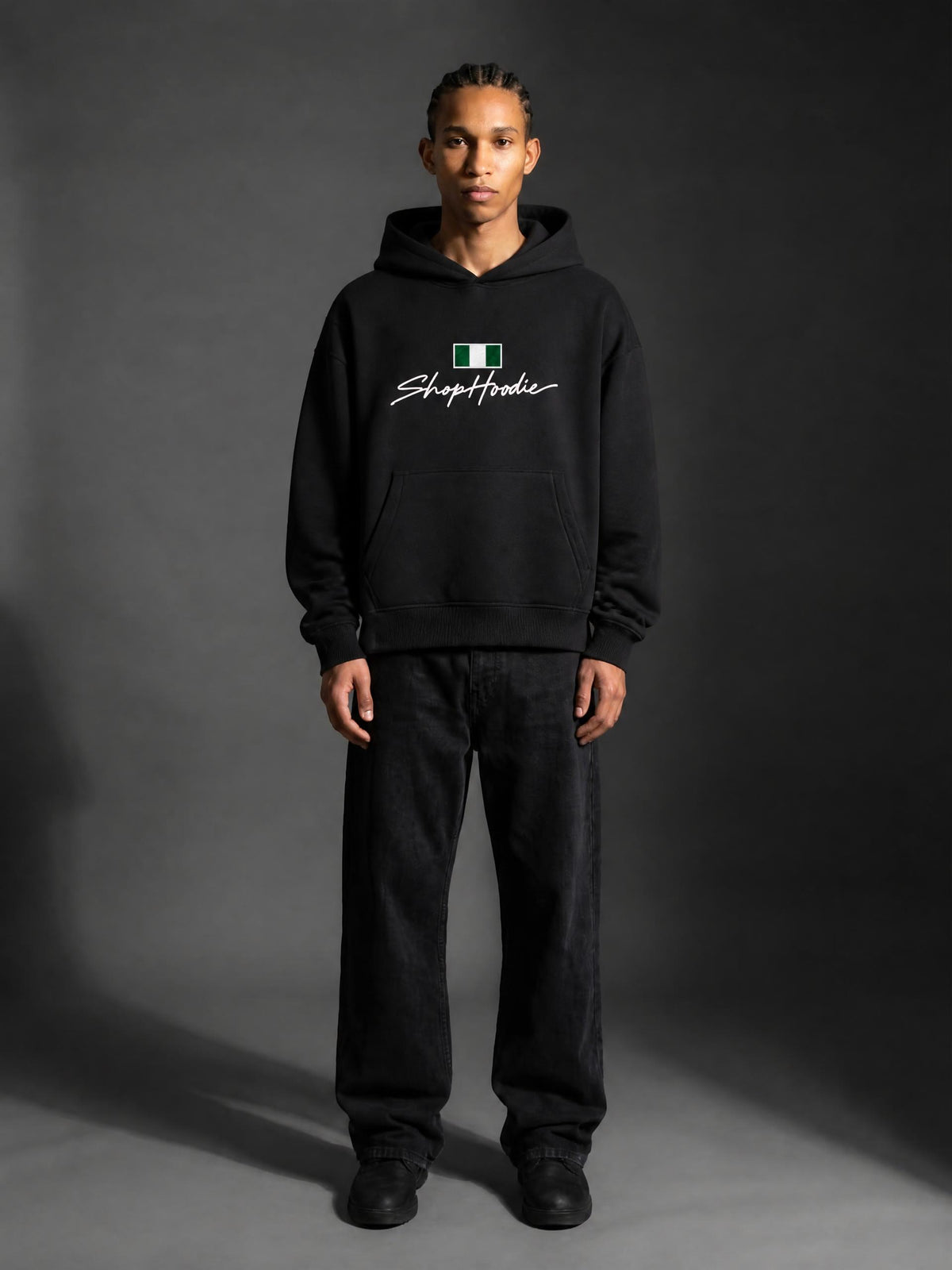 SHOPHOODIE® NIGERIA FLAG Oversized Boxy Fleece Hoodie — 345 GSM — view 19