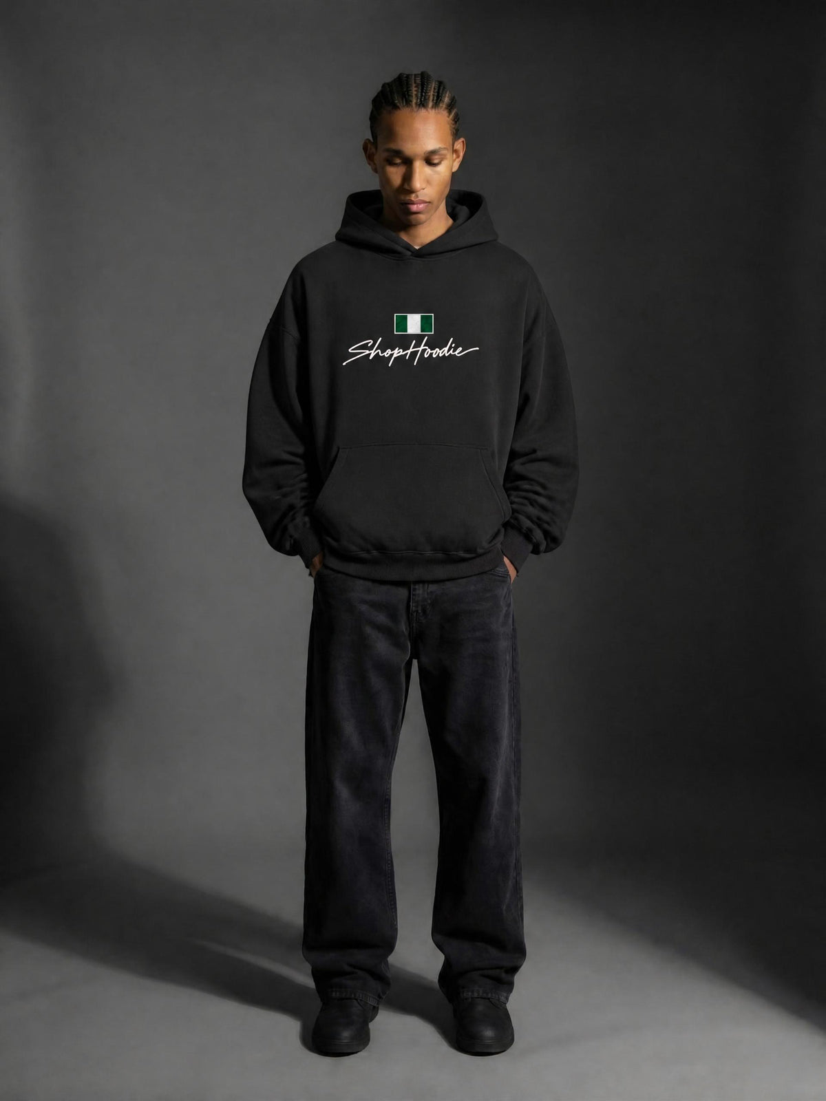 SHOPHOODIE® NIGERIA FLAG Oversized Boxy Fleece Hoodie — 345 GSM — view 20
