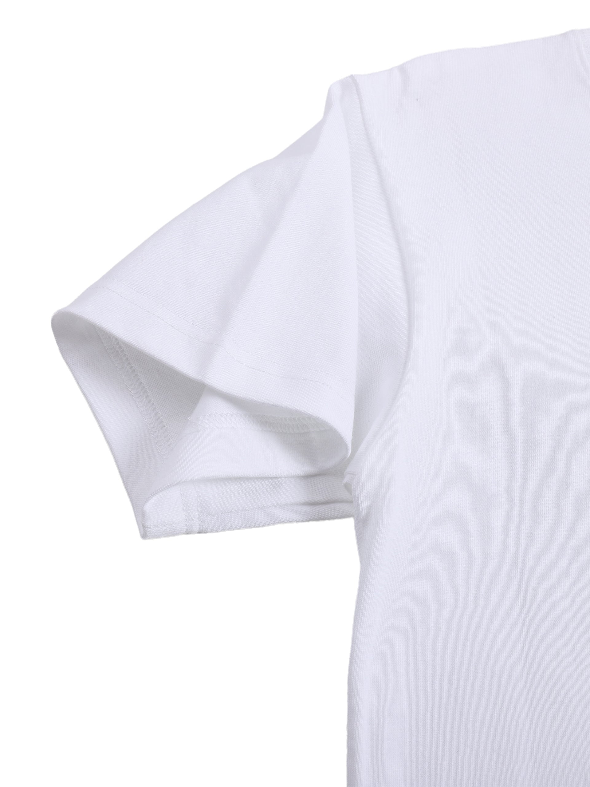 Close-up of a white t-shirt sleeve on a white background