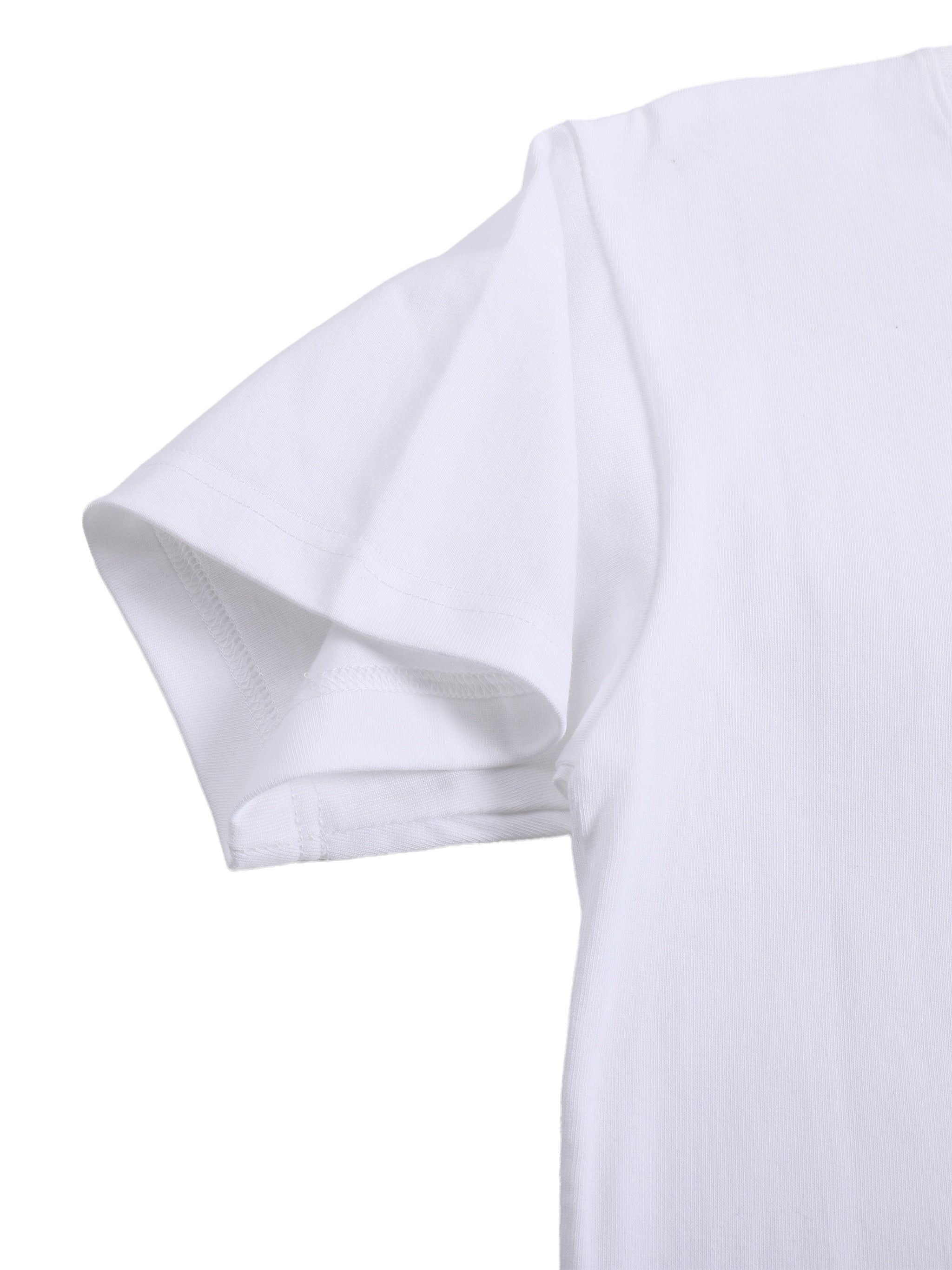Close-up of a white t-shirt sleeve on a white background