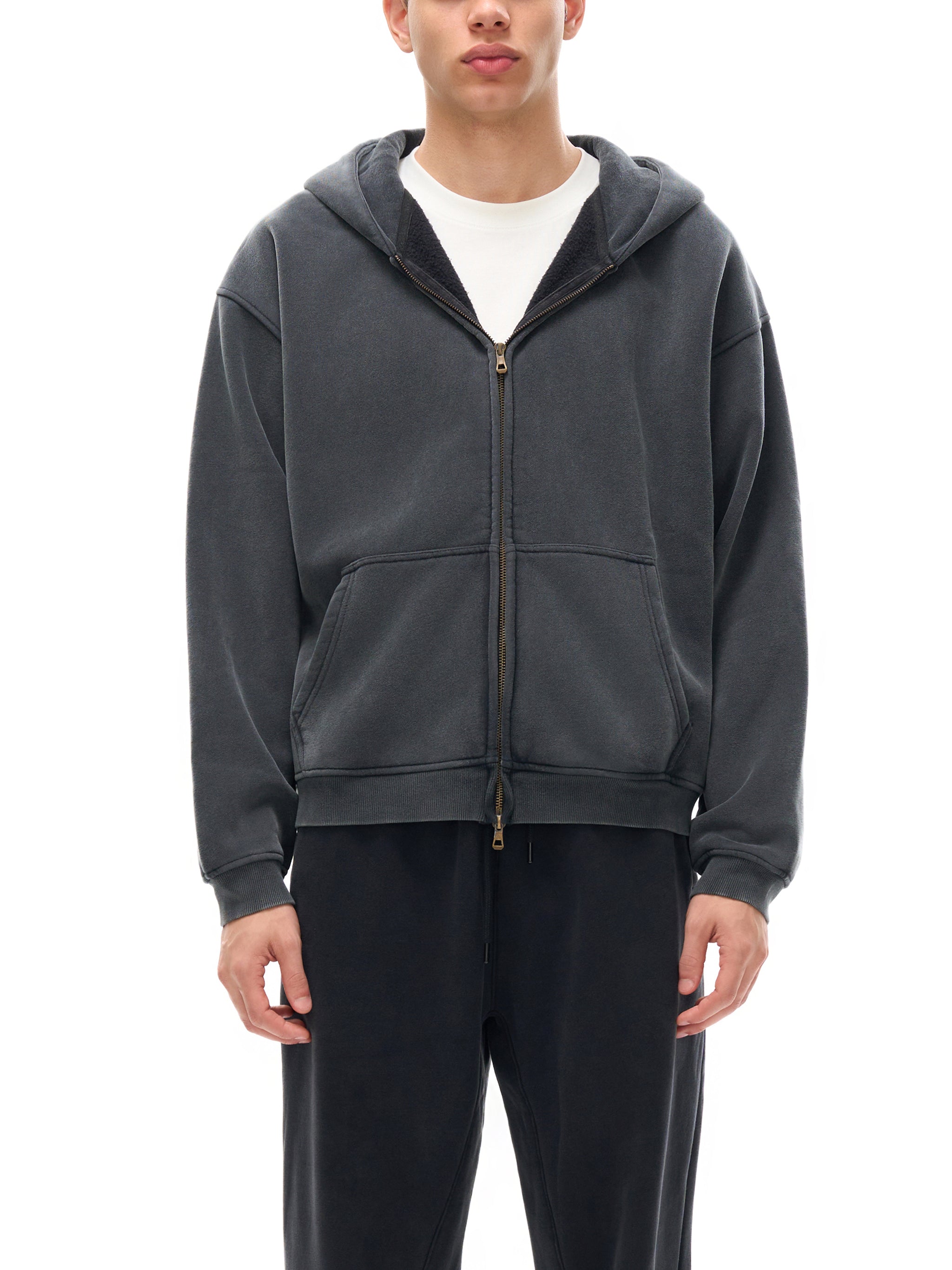 Boxy Fleece-Hoodie mit Reißverschluss von Shop Hoodie