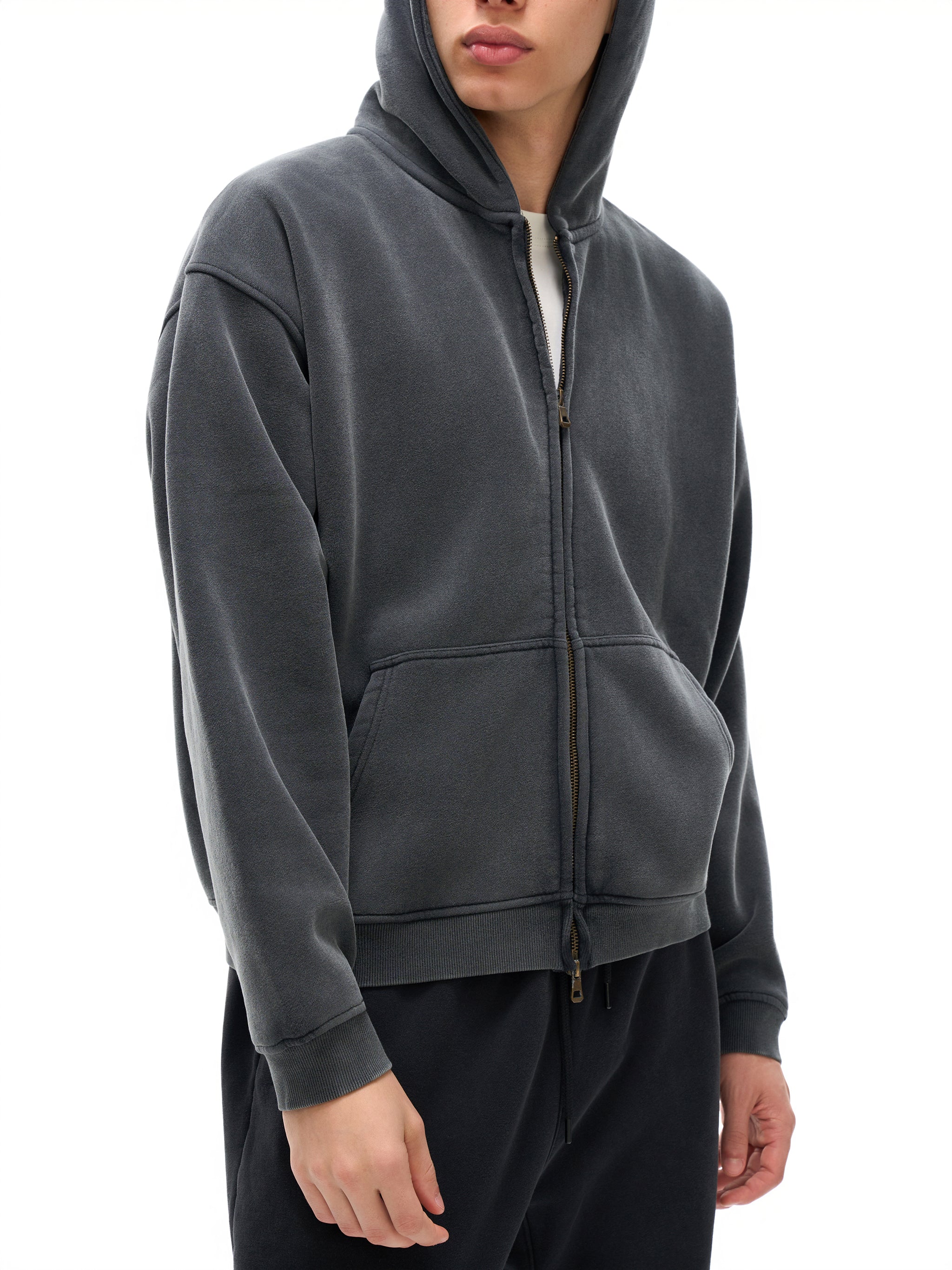 Boxy Fleece-Hoodie mit Reißverschluss von Shop Hoodie