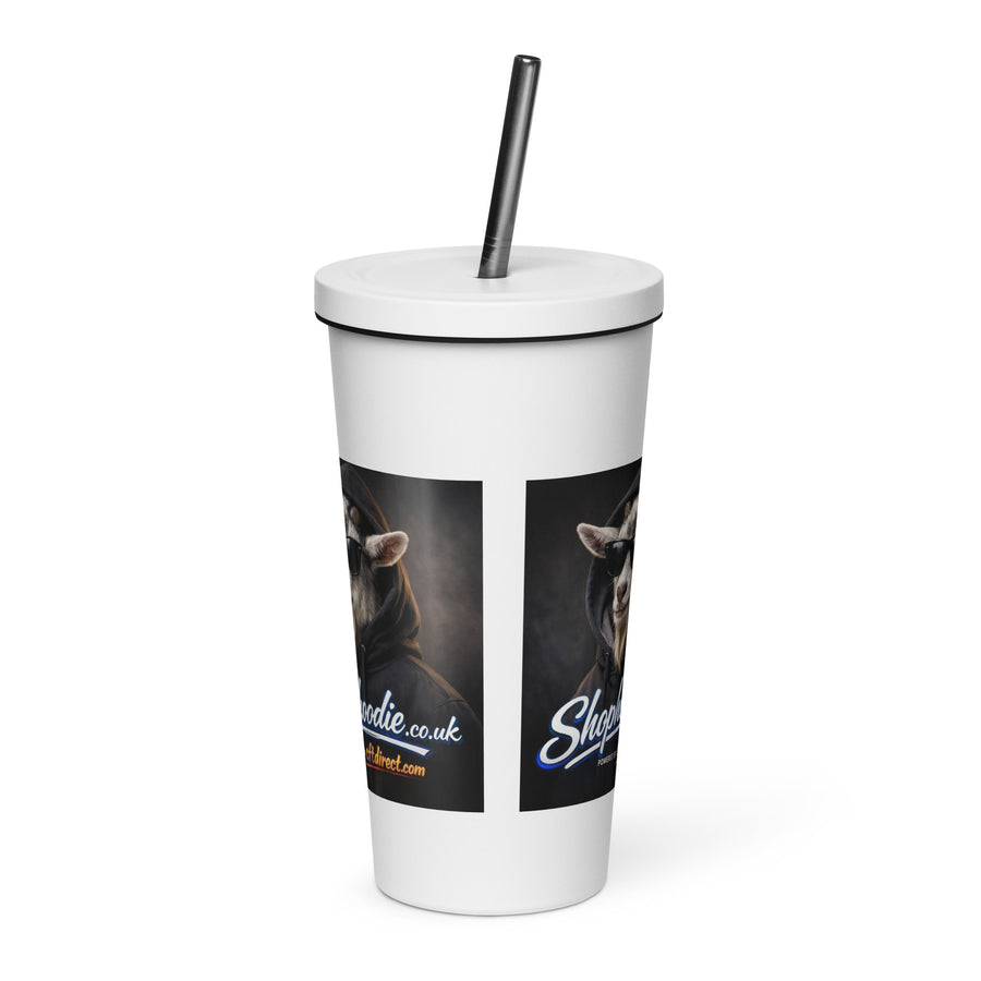 Insulated tumbler with a straw