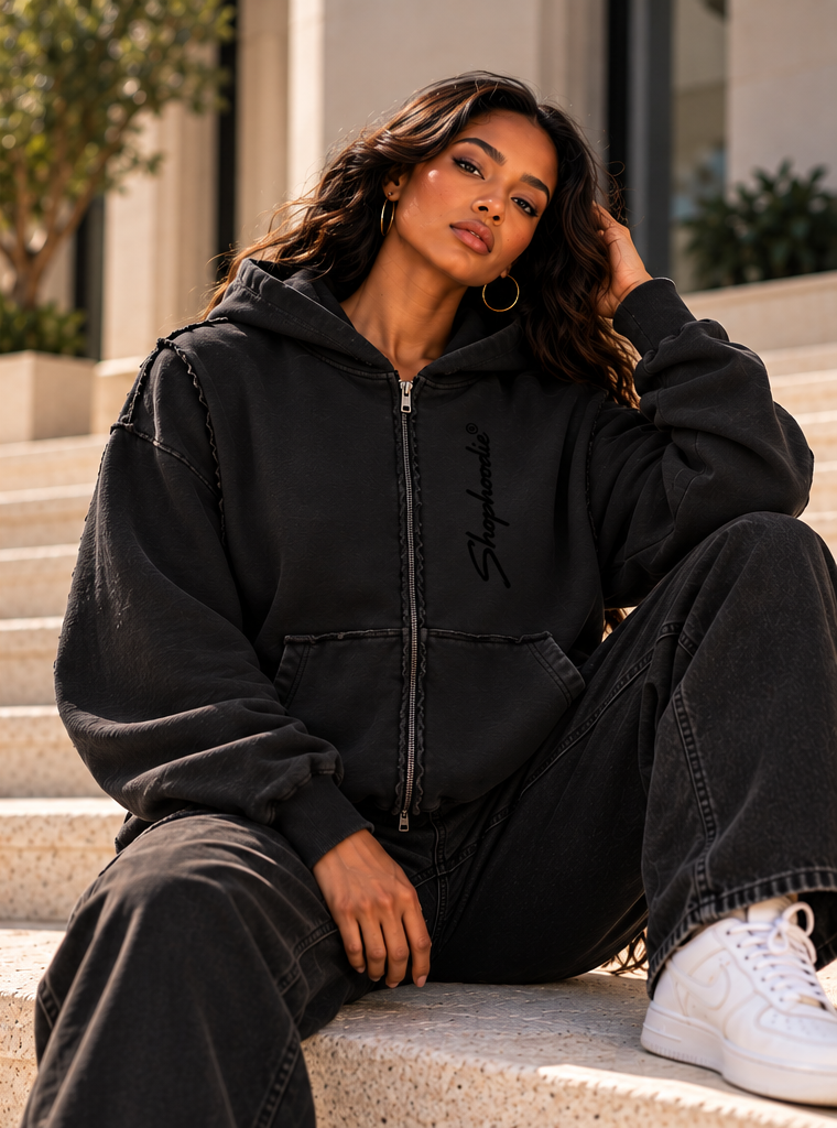 SHOPHOODIE® MARO Unisex Sunfade Heavyweight Full-Zip Hoodie — 420 GSM