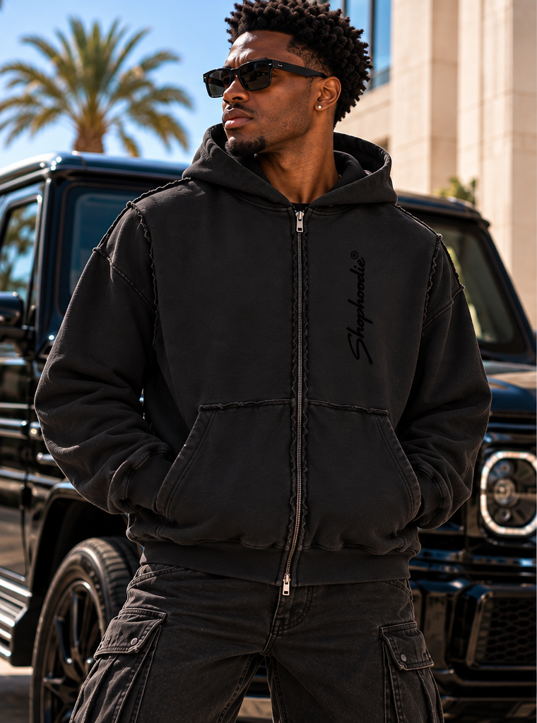 SHOPHOODIE® MARO Unisex Sunfade Heavyweight Full-Zip Hoodie — 420 GSM