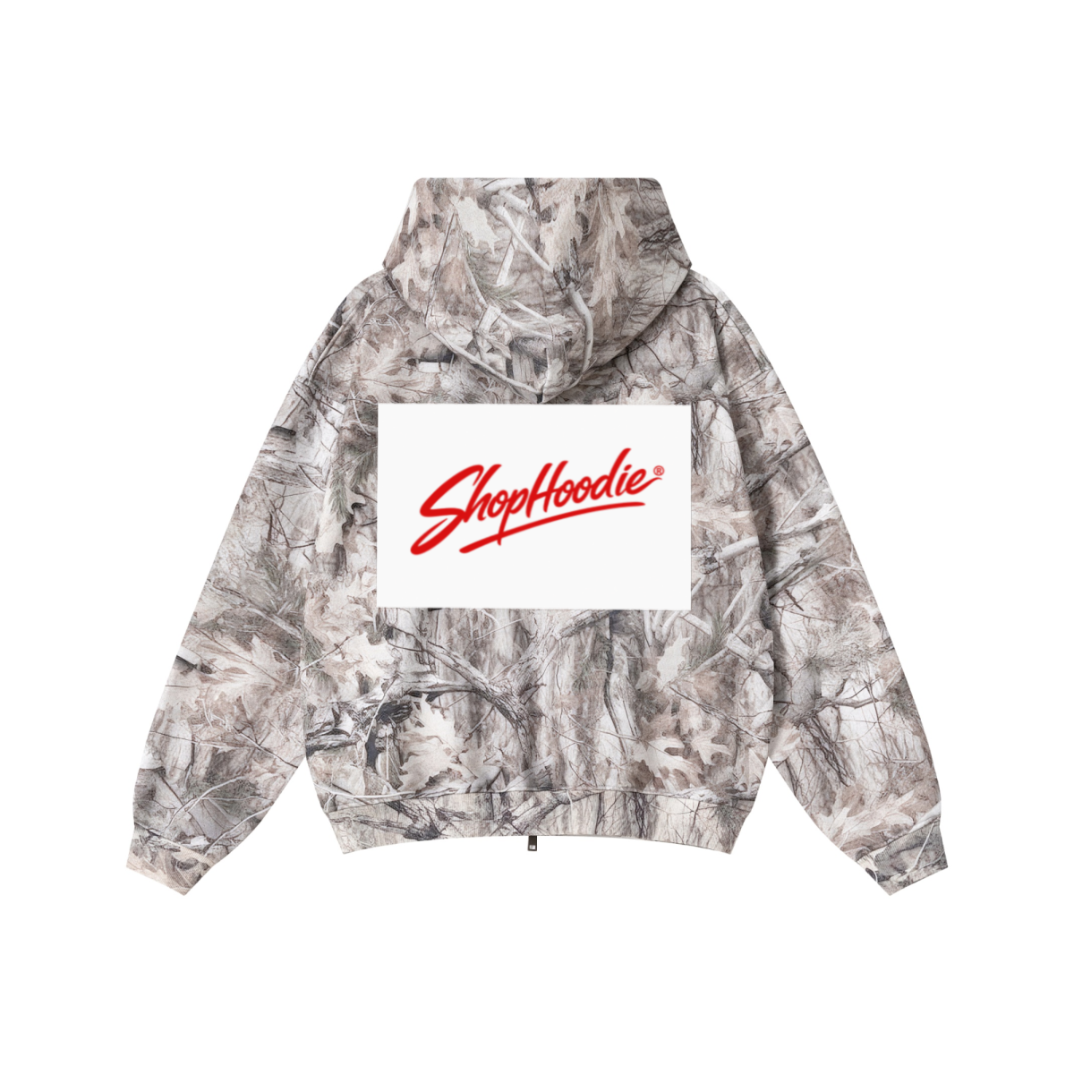 340GSM Unisex Heat Transfer Desert Camouflage Zip-Up Hoodie 	Branch Camouflage