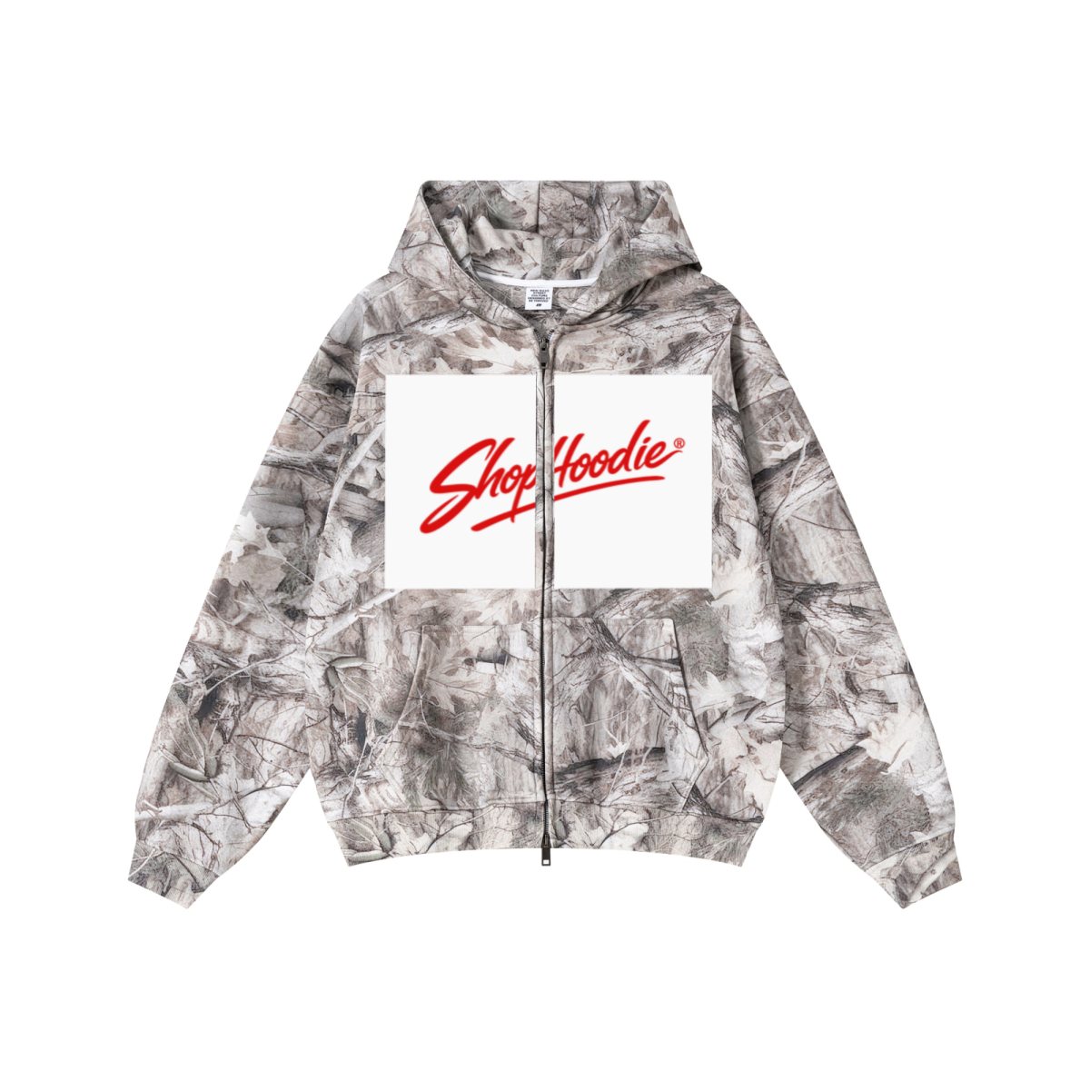 340GSM Unisex Heat Transfer Desert Camouflage Zip-Up Hoodie 	Branch Camouflage
