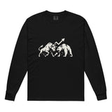 T-shirt à manches longues « Taureau contre ours » en tissu épais, teint en pièce, par Shop Hoodie